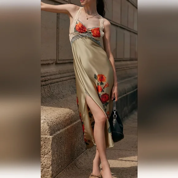 Intimately By Free People Womens Gold Brown Just Dreamy Maxi Slip NWT - Picture 2 of 5